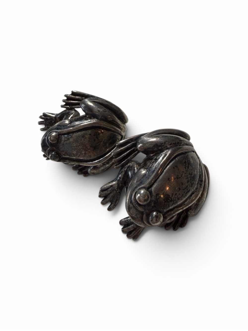 Barry Kieselstein-Cord Sterling Silver Frog Earrings 1996 Pierced